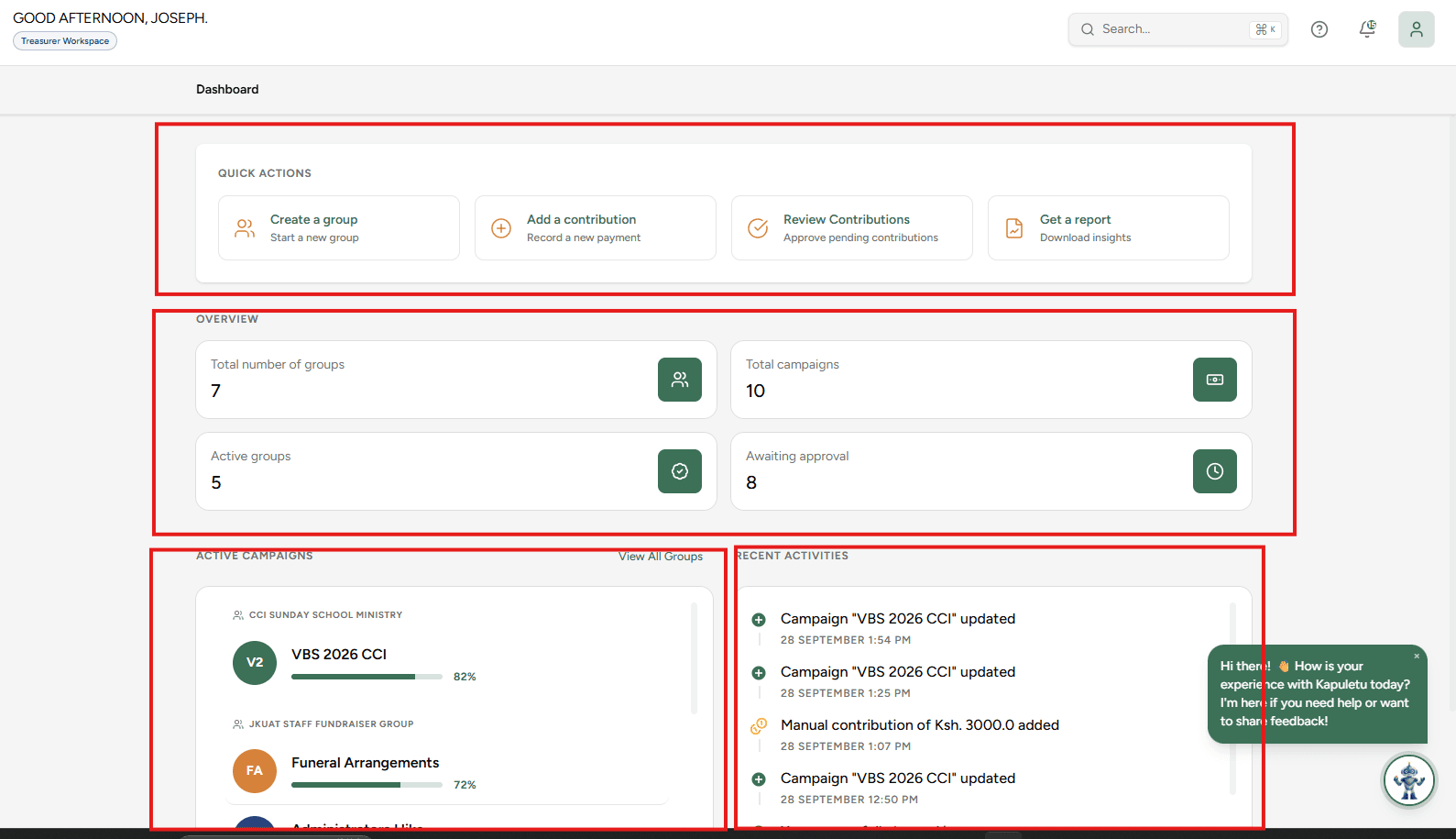 KapuLetu Dashboard Overview